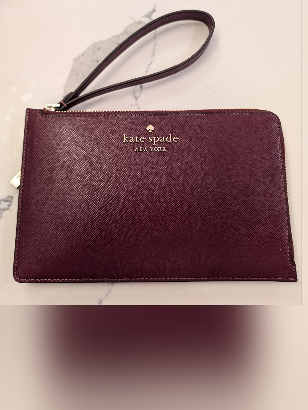 kate spade New York Wine Saffiano Leather Wristlet